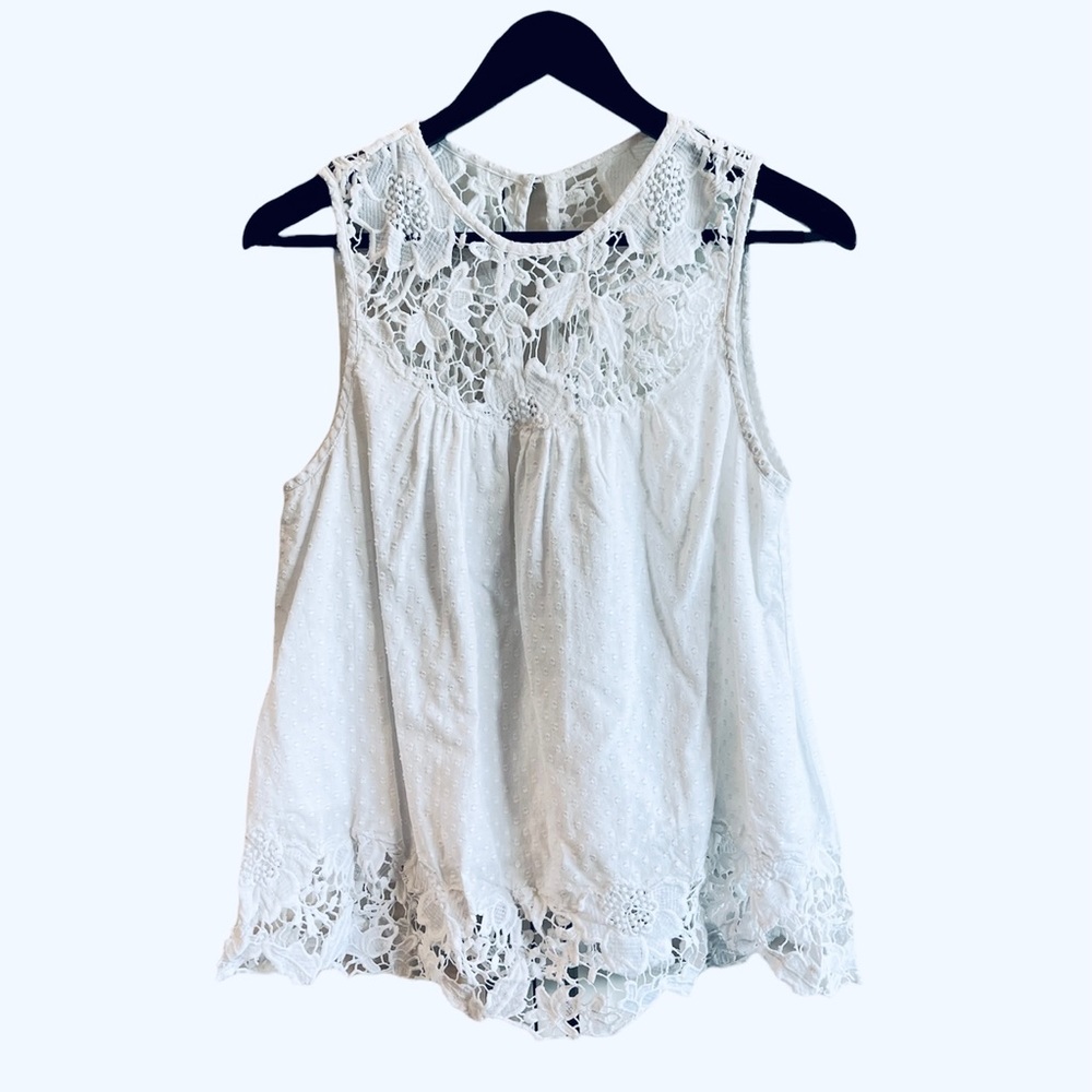 Anthropologie Crochet trim top